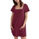Women Fashion Casual Solid Color Square Neck Short Sleeve Loose Dress Women Fashion Casual Solid Color Square Neck Short Sleeve Loose Dress