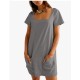 Women Fashion Casual Solid Color Square Neck Short Sleeve Loose Dress Women Fashion Casual Solid Color Square Neck Short Sleeve Loose Dress
