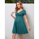 Pregnant Women Casual Solid Color V-Neck Short Sleeve Drawstring Dress Pregnant Women Casual Solid Color V-Neck Short Sleeve Drawstring Dress