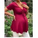 Pregnant Women Casual Solid Color V-Neck Short Sleeve Drawstring Dress Pregnant Women Casual Solid Color V-Neck Short Sleeve Drawstring Dress