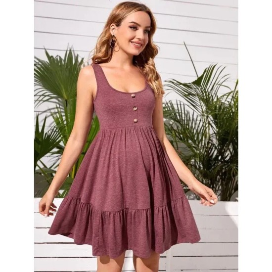 Pregnant Women Casual Solid Color Sleeveless Ruffled Dress Pregnant Women Casual Solid Color Sleeveless Ruffled Dress