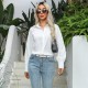 Women Elegant Solid Color Lapel Long Sleeve Blouses Women Elegant Solid Color Lapel Long Sleeve Blouses