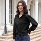 Women Elegant Solid Color Lapel Long Sleeve Blouses Women Elegant Solid Color Lapel Long Sleeve Blouses