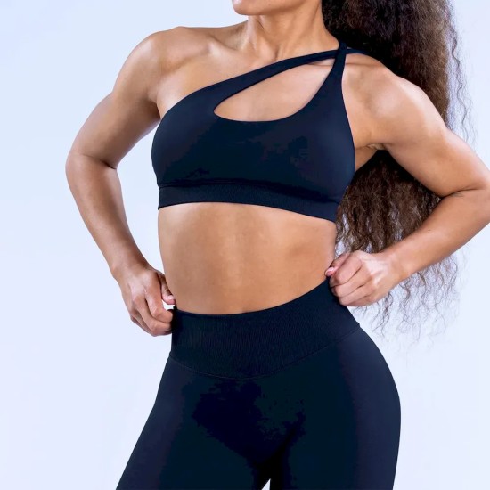 Women Fashion Sexy Solid Color Slant Shoulder Backless Seamless Sports Bra Women Fashion Sexy Solid Color Slant Shoulder Backless Seamless Sports Bra