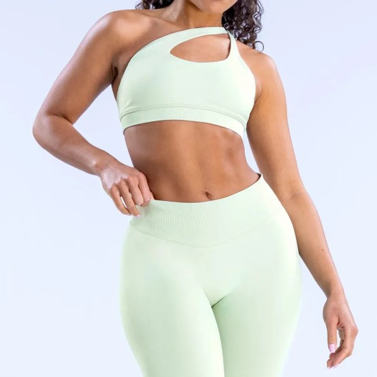 Women Fashion Sexy Solid Color Slant Shoulder Backless Seamless Sports Bra Women Fashion Sexy Solid Color Slant Shoulder Backless Seamless Sports Bra