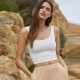 Women Edgy Cheap Basic High-waisted Solid Color Backless Crop Tank Top Women Edgy Cheap Basic High-waisted Solid Color Backless Crop Tank Top