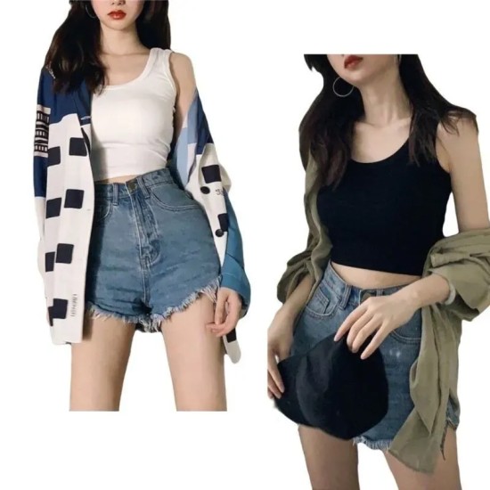 Women Edgy Cheap Basic High-waisted Solid Color Backless Crop Tank Top Women Edgy Cheap Basic High-waisted Solid Color Backless Crop Tank Top
