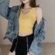 Women Edgy Cheap Basic High-waisted Solid Color Backless Crop Tank Top Women Edgy Cheap Basic High-waisted Solid Color Backless Crop Tank Top