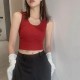 Women Edgy Cheap Basic High-waisted Solid Color Backless Crop Tank Top Women Edgy Cheap Basic High-waisted Solid Color Backless Crop Tank Top
