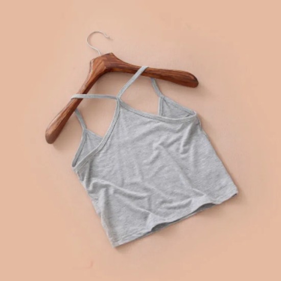 Women Edgy Cheap Basic High-waisted Solid Color Backless Crop Tank Top Women Edgy Cheap Basic High-waisted Solid Color Backless Crop Tank Top