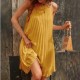 Women Fashion Elegant Solid Color Round Neck Sleeveless Pleated Dress Women Fashion Elegant Solid Color Round Neck Sleeveless Pleated Dress