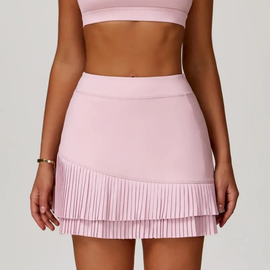 Women Fashion Casual Solid Color High Waist Pleated Pocket Sports Skirt Women Fashion Casual Solid Color High Waist Pleated Pocket Sports Skirt