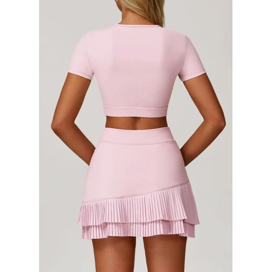 Women Fashion Casual Solid Color High Waist Pleated Pocket Sports Skirt Women Fashion Casual Solid Color High Waist Pleated Pocket Sports Skirt