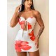 Summer Women Sexy Floral Printed Lace-Up Strapless Tube Top Slim-Fit Mini Skirt Set Summer Women Sexy Floral Printed Lace-Up Strapless Tube Top Slim-Fit Mini Skirt Set