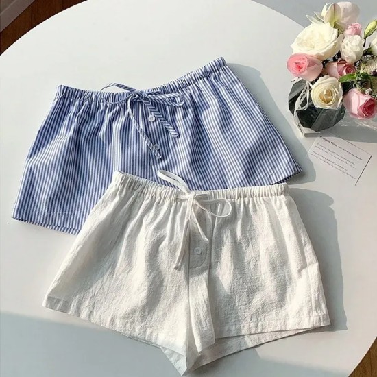 Casual Women Summer Stripe Drawstring Shorts Casual Women Summer Stripe Drawstring Shorts