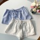 Casual Women Summer Stripe Drawstring Shorts Casual Women Summer Stripe Drawstring Shorts