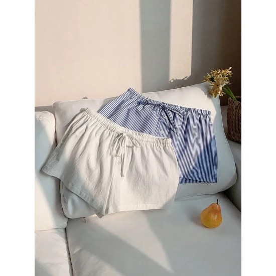 Casual Women Summer Stripe Drawstring Shorts Casual Women Summer Stripe Drawstring Shorts