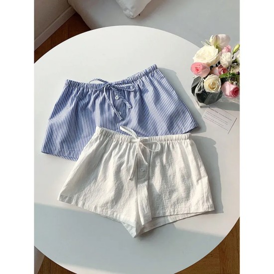 Casual Women Summer Stripe Drawstring Shorts Casual Women Summer Stripe Drawstring Shorts
