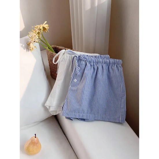 Casual Women Summer Stripe Drawstring Shorts Casual Women Summer Stripe Drawstring Shorts