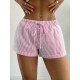 Casual Women Summer Stripe Drawstring Shorts Casual Women Summer Stripe Drawstring Shorts