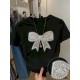 Summer Women Fashion Casual Loose Round Neck Bow Print Short Sleeve T-Shirt Summer Women Fashion Casual Loose Round Neck Bow Print Short Sleeve T-Shirt