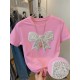 Summer Women Fashion Casual Loose Round Neck Bow Print Short Sleeve T-Shirt Summer Women Fashion Casual Loose Round Neck Bow Print Short Sleeve T-Shirt