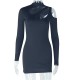 Women Fashion Sexy Solid Color Hollow-Out Round Neck Long Sleeve Tight Dress Women Fashion Sexy Solid Color Hollow-Out Round Neck Long Sleeve Tight Dress