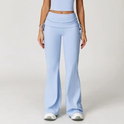 Women Fashion Casual Solid Color High Waist Flared Sports Pants