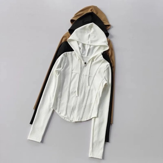 Women Fitness Sports Top Hooded Running Jacket Women Fitness Sports Top Hooded Running Jacket
