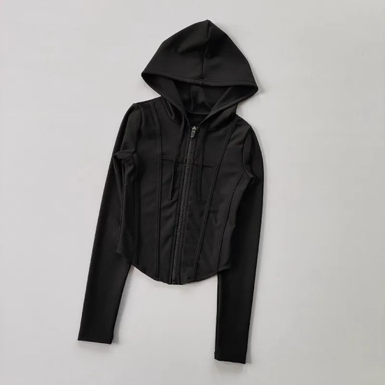 Women Fitness Sports Top Hooded Running Jacket Women Fitness Sports Top Hooded Running Jacket