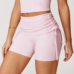 Women Fashion Casual Solid Color Tight Drawstring Yoga Shorts