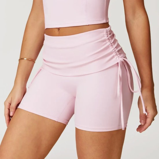 Women Fashion Casual Solid Color Tight Drawstring Yoga Shorts Women Fashion Casual Solid Color Tight Drawstring Yoga Shorts