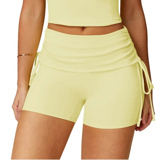 Women Fashion Casual Solid Color Tight Drawstring Yoga Shorts Women Fashion Casual Solid Color Tight Drawstring Yoga Shorts