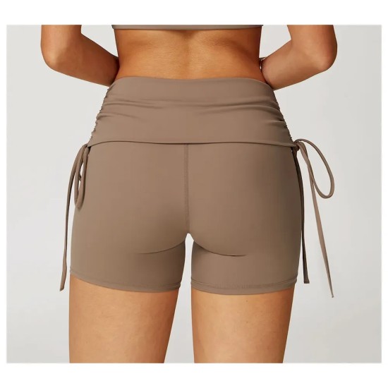 Women Fashion Casual Solid Color Tight Drawstring Yoga Shorts Women Fashion Casual Solid Color Tight Drawstring Yoga Shorts