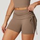 Women Fashion Casual Solid Color Tight Drawstring Yoga Shorts Women Fashion Casual Solid Color Tight Drawstring Yoga Shorts