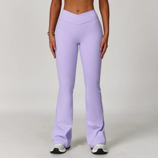 Women Fashion Casual Solid Color Crossed High Waist Tight Flared Yoga Pants Women Fashion Casual Solid Color Crossed High Waist Tight Flared Yoga Pants