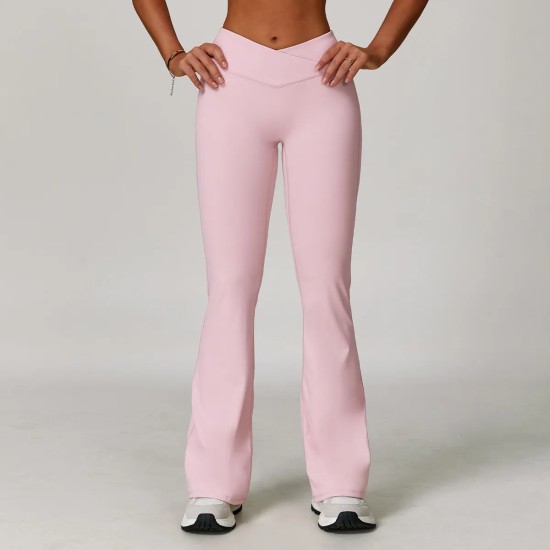 Women Fashion Casual Solid Color Crossed High Waist Tight Flared Yoga Pants Women Fashion Casual Solid Color Crossed High Waist Tight Flared Yoga Pants