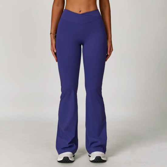 Women Fashion Casual Solid Color Crossed High Waist Tight Flared Yoga Pants Women Fashion Casual Solid Color Crossed High Waist Tight Flared Yoga Pants