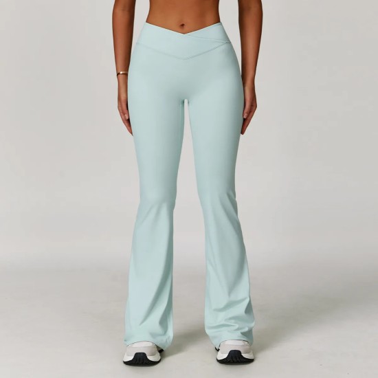 Women Fashion Casual Solid Color Crossed High Waist Tight Flared Yoga Pants Women Fashion Casual Solid Color Crossed High Waist Tight Flared Yoga Pants