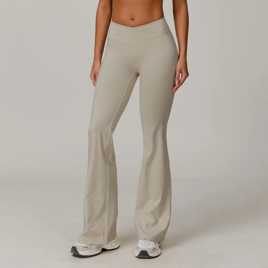 Women Fashion Casual Solid Color Crossed High Waist Tight Flared Yoga Pants Women Fashion Casual Solid Color Crossed High Waist Tight Flared Yoga Pants