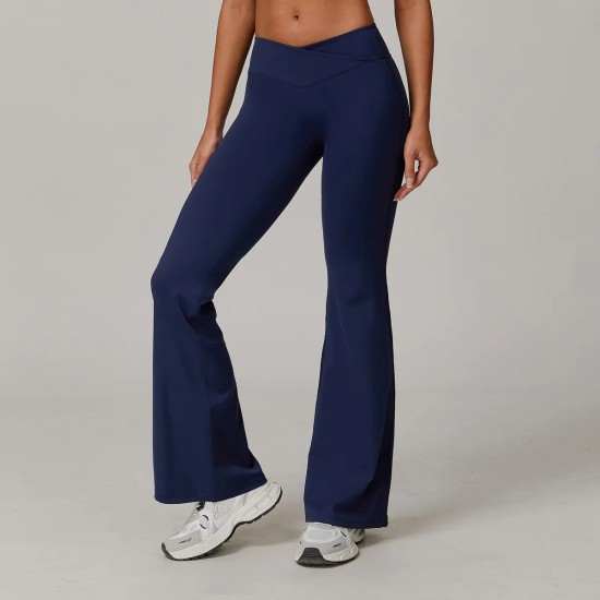 Women Fashion Casual Solid Color Crossed High Waist Tight Flared Yoga Pants Women Fashion Casual Solid Color Crossed High Waist Tight Flared Yoga Pants