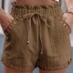 Women Casual Summer Cotton And Linen Solid Color Hollow Hem Shorts Women Casual Summer Cotton And Linen Solid Color Hollow Hem Shorts