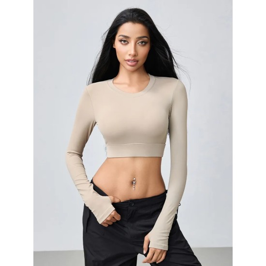 Backless Hollow-Out Tight Sports Long-Sleeve Yoga T-Shirt Backless Hollow-Out Tight Sports Long-Sleeve Yoga T-Shirt