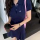 Women Fashion Casual Solid Color Embroidered Lapel Short-Sleeve Pleated Dress Women Fashion Casual Solid Color Embroidered Lapel Short-Sleeve Pleated Dress
