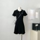 Women Fashion Casual Solid Color Embroidered Lapel Short-Sleeve Pleated Dress Women Fashion Casual Solid Color Embroidered Lapel Short-Sleeve Pleated Dress