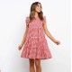 Women Fashion Causal Plaid Printed Sleeveless Loose Dress Women Fashion Causal Plaid Printed Sleeveless Loose Dress