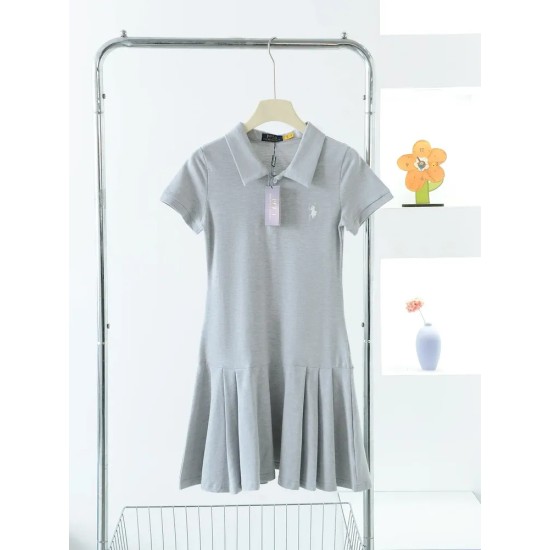 Women Fashion Casual Solid Color Embroidered Lapel Short-Sleeve Pleated Dress Women Fashion Casual Solid Color Embroidered Lapel Short-Sleeve Pleated Dress