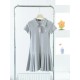 Women Fashion Casual Solid Color Embroidered Lapel Short-Sleeve Pleated Dress Women Fashion Casual Solid Color Embroidered Lapel Short-Sleeve Pleated Dress