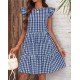 Women Fashion Causal Plaid Printed Sleeveless Loose Dress Women Fashion Causal Plaid Printed Sleeveless Loose Dress
