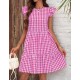 Women Fashion Causal Plaid Printed Sleeveless Loose Dress Women Fashion Causal Plaid Printed Sleeveless Loose Dress